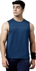 MUSCLEBLAZE Solid Men Round Neck Blue T-Shirt