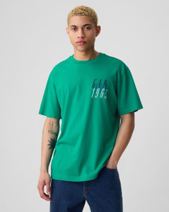 GAP Graphic Print Men Round Neck Green T-Shirt