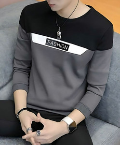 FASHIUM Printed Men Round Neck Grey T-Shirt