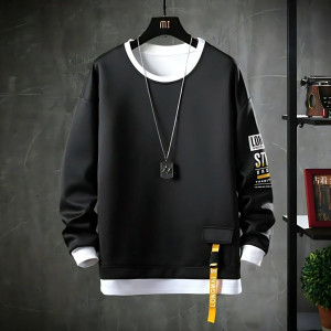 FAOES Printed Men Round Neck Black T-Shirt