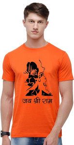 लिवैक्स कोटी पुरुषों के लिए गोल गला प्रिंटेड नारंगी टी-शर्ट