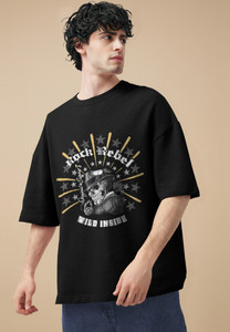 TRIPR Printed Men Round Neck Black T-Shirt