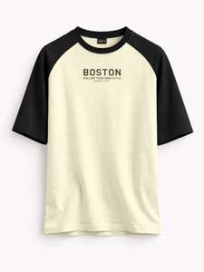 MANIAC Printed Men Round Neck Beige T-Shirt