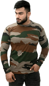 Shri Krishna Military Camouflage Men Round Neck Multicolor T-Shirt