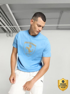 PUMA Printed Men Round Neck Blue T-Shirt