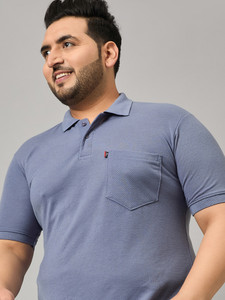 Nyker Solid Men Polo Neck Blue T-Shirt