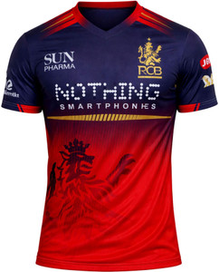 ROYAL HITTERS Printed Men Round Neck Red, Blue T-Shirt