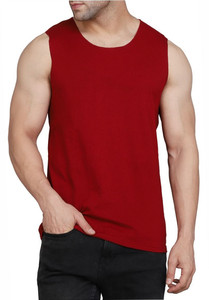 WOOSTRO Solid Men Round Neck Maroon T-Shirt