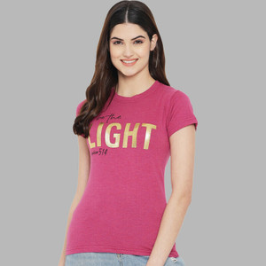 METRONAUT Typography Women Round Neck Pink T-Shirt