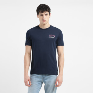 LEVI'S Printed Men Crew Neck Navy Blue T-Shirt