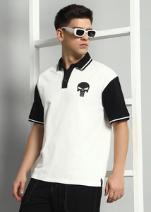 Pagalpan Printed Men Polo Neck Black, White T-Shirt
