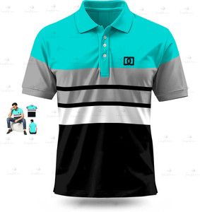 Limdi Striped Men Polo Neck Green T-Shirt