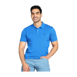 Allen Solly Solid Men Polo Neck Light Blue T-Shirt