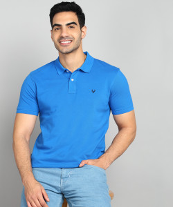 Allen Solly Solid Men Polo Neck Light Blue T-Shirt