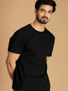 JIGRI BUDDY Printed Men Round Neck Black T-Shirt