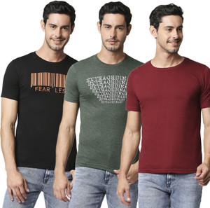 INTEGRITI Printed Men Round Neck Multicolor T-Shirt