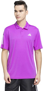 ADIDAS Printed Men Polo Neck Purple T-Shirt