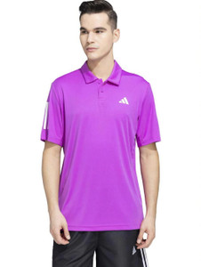 ADIDAS Printed Men Polo Neck Purple T-Shirt