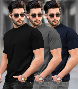 TRIPR Solid Men Round Neck Multicolor T-Shirt