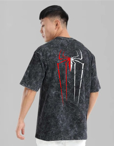 LazyGreg Graphic Print, Washed/Ombre Men Round Neck Black T-Shirt