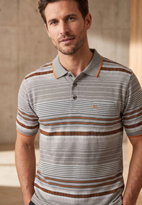 Maler Striped Brown Polo Neck T-Shirt - Image 5
