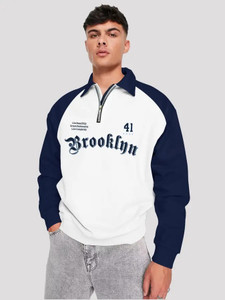 Jump Cuts Printed Men Polo Neck Dark Blue T-Shirt