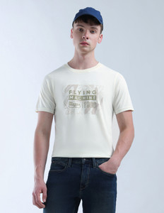 FLYING MACHINE Graphic Print Men Crew Neck White T-Shirt