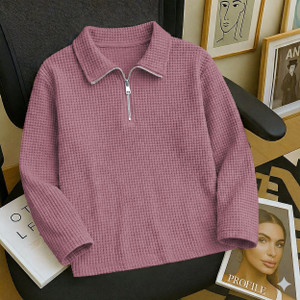 NOOK Self Design Men Polo Neck Pink T-Shirt