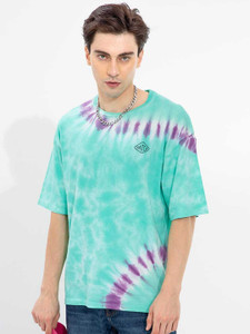 Snitch Tie & Dye Men Round Neck Green T-Shirt