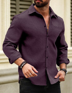Force Men Self Design Casual Purple Shirt