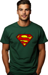 JEDFER Superhero, Graphic Print Men Round Neck Dark Green T-Shirt