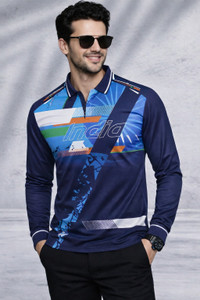 STR CREATION Abstract, Printed, Sporty Men Polo Neck Multicolor T-Shirt