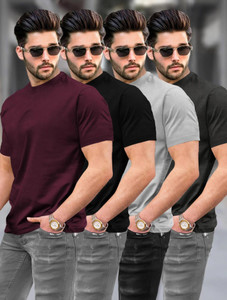 TRIPR Men's Maroon Round Neck T-Shirt Pack of 4 - Image 6
