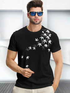 TRIPR Printed Men Round Neck Black T-Shirt