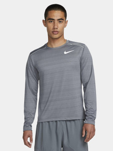NIKE Solid Men Round Neck Grey T-Shirt