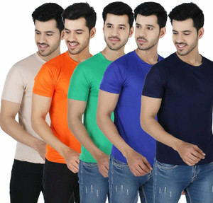 Newsingh Solid Men Round Neck Multicolor T-Shirt