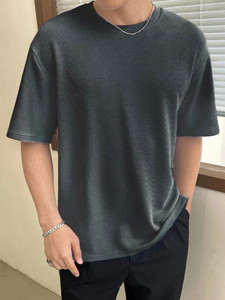 SOLSTICE Solid Men Round Neck Grey T-Shirt