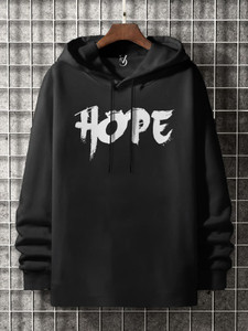 VCANEE Printed Men Hooded Neck Black T-Shirt
