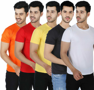 Newsingh Solid Men Round Neck Multicolor T-Shirt