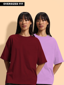 JUNEBERRY Solid Women Round Neck Multicolor T-Shirt