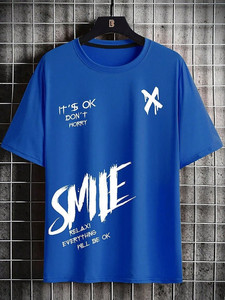 STYLOGUE Printed Men Round Neck Blue T-Shirt