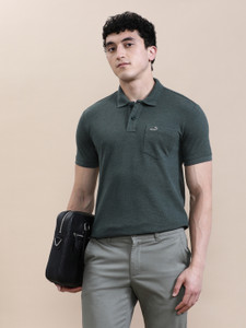 CROCODILE Solid Men Polo Neck Green T-Shirt