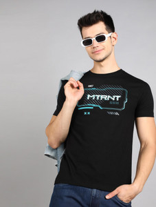 METRONAUT Graphic Print Men Round Neck Black T-Shirt