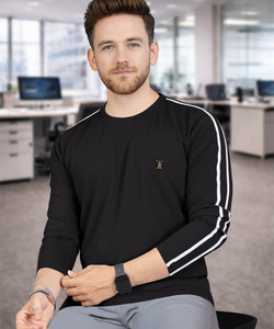 VeBNoR Solid Men Round Neck Black T-Shirt