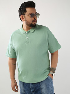 Urbano Plus Solid Men Polo Neck Green T-Shirt