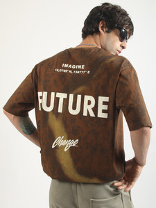 MANIAC Brown Round Neck Printed T-Shirt - Image 6
