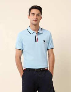 u.s. पोलो assn. पुरुषों के लिए पोलो नेक सॉलिड हल्का नीला टी-शर्ट