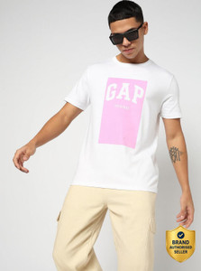 GAP Graphic Print Men Crew Neck White T-Shirt