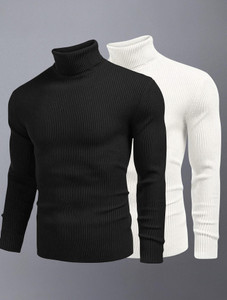 GARBLY Pack of 2 Men White Turtle Neck Wool Blend T-Shirt - Image 1