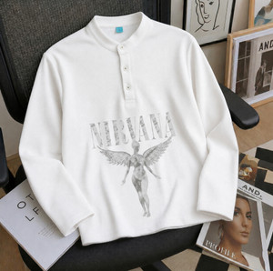 Chain Link Typography Men Henley Neck White T-Shirt - Image 3